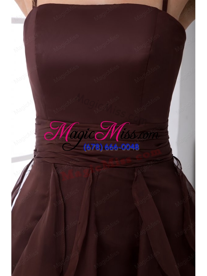 wholesale column purple chiffon ankle-length prom dress with straps