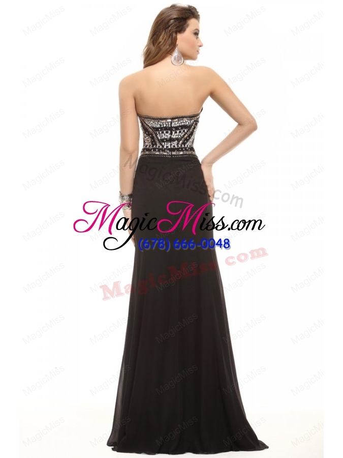 wholesale column black strapless beading chiffon floor-length prom dress