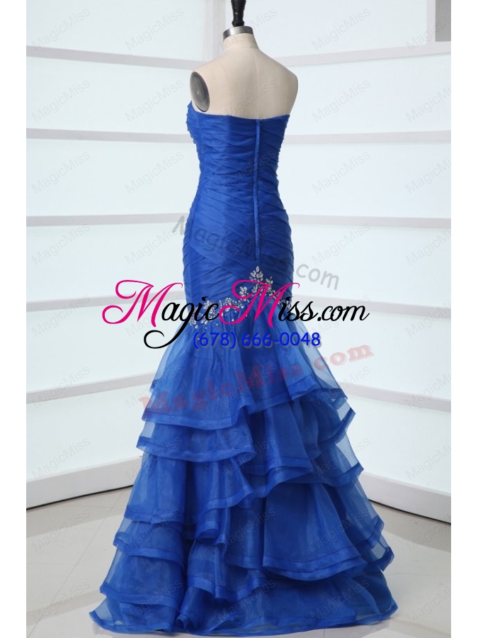 wholesale sexy mermaid sweetheart beading organza blue prom dress