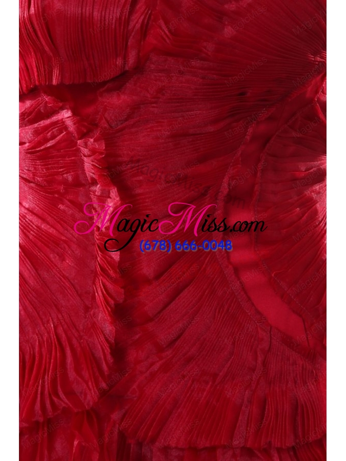 wholesale affordable princess sweetheart brush train organza red prom dress