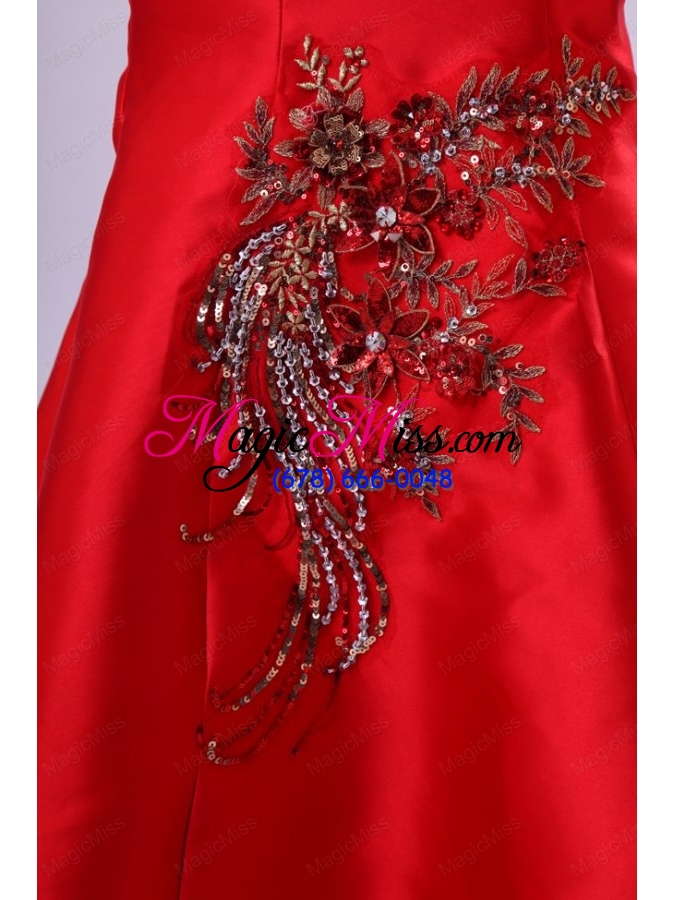 wholesale mermaid red one shoulder embroidery with beading prom dress