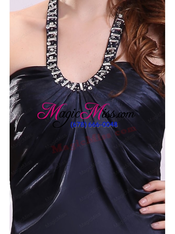 wholesale black halter top neck sweet train beaded decorate prom dress for spring