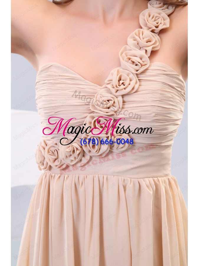 wholesale empire one shoulder hand made flowers chiffon full length prom dress