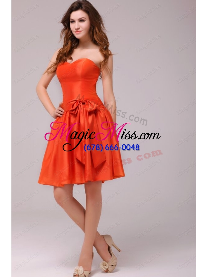 wholesale a-line sweetheart sashes taffeta orange red prom dress