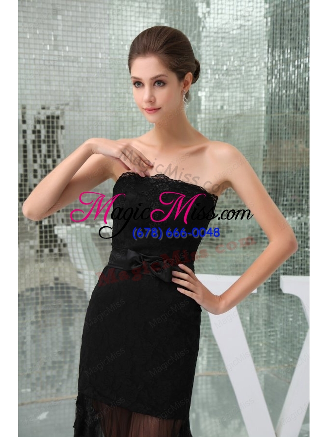 wholesale column black strapless appliques tulle formal evening prom dress