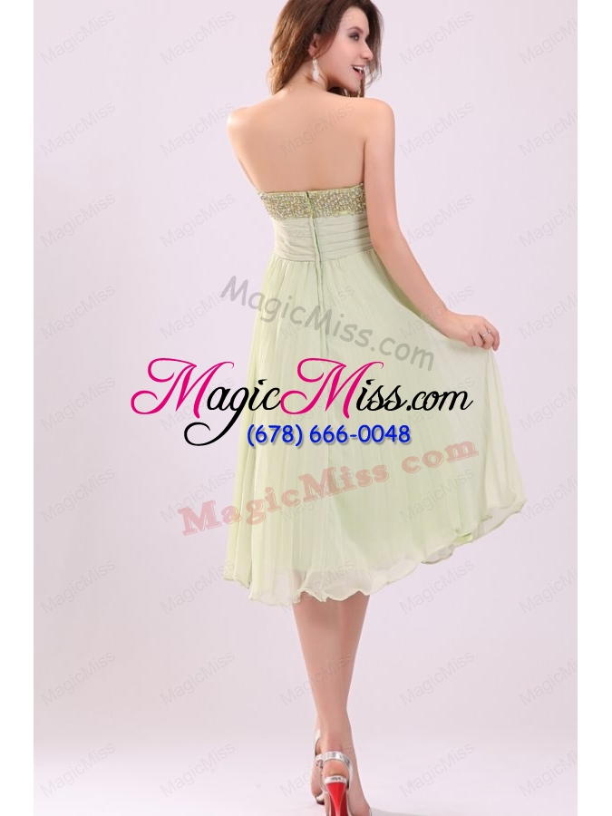 wholesale empire light green strapless beading pleats chiffon prom dress