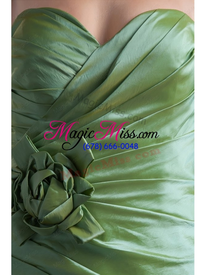 wholesale green column sweetheart mini-length taffeta ruching prom dress