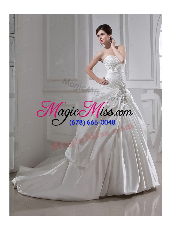 wholesale 2014 fashinable princess ball gown sweetheart paillette pick-ups wedding dress
