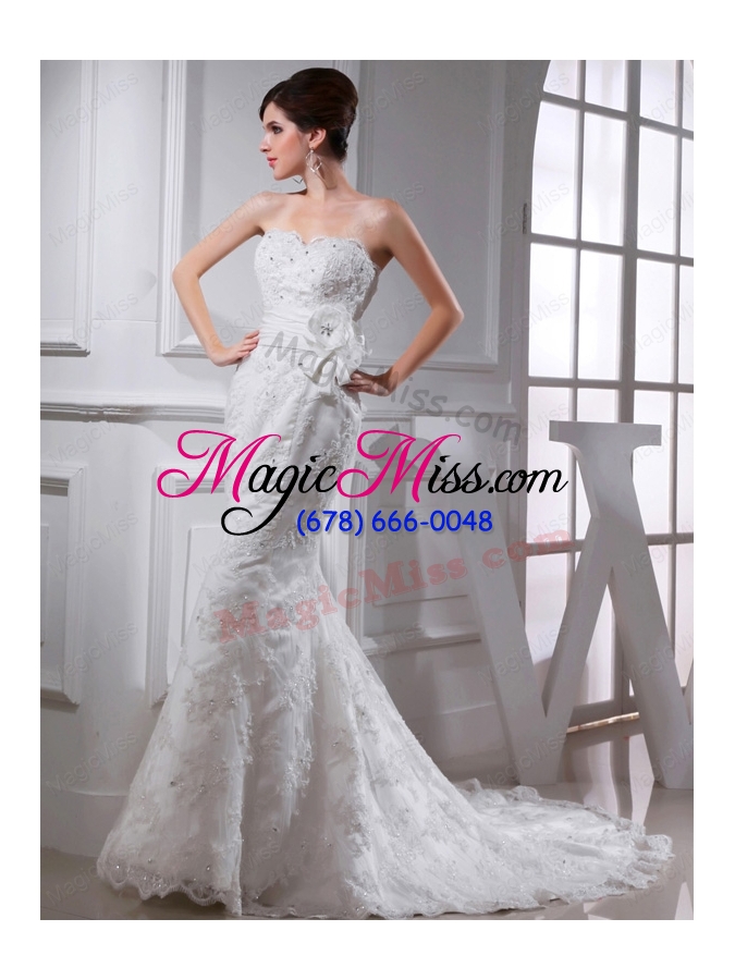 wholesale sexy mermeid  sweetheart court train lace wedding dress with appliques