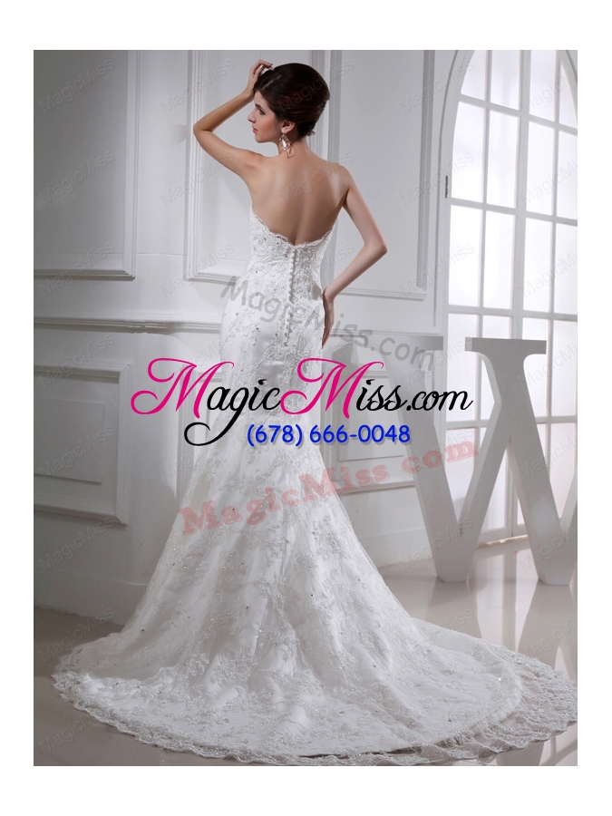 wholesale sexy mermeid  sweetheart court train lace wedding dress with appliques