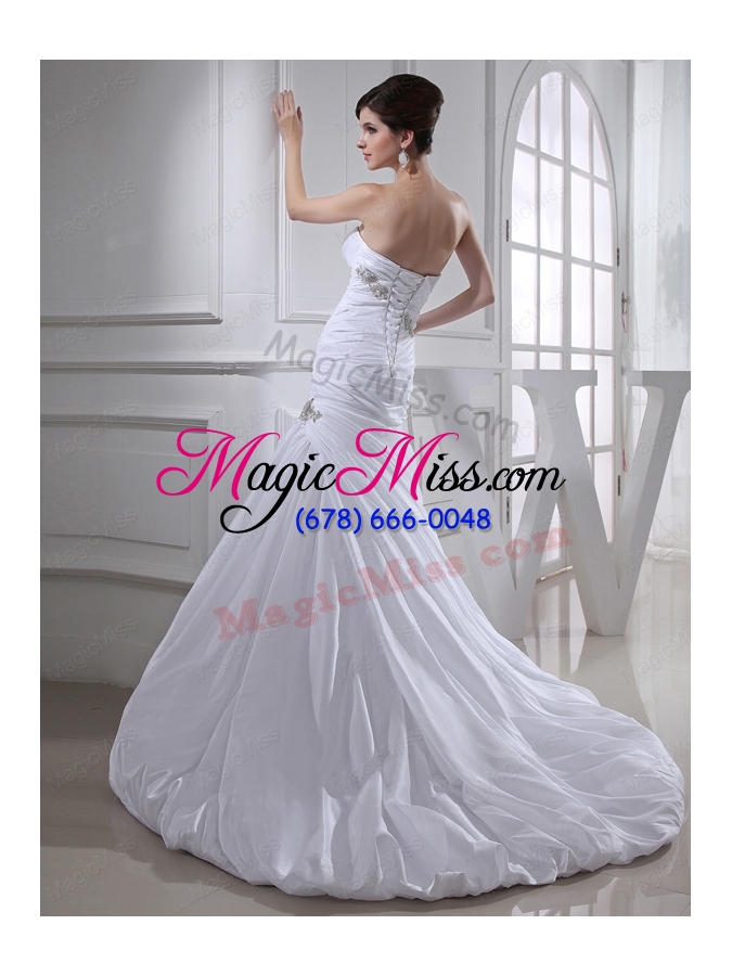 wholesale 2014 spring popular puffy sweetheart wedding dress with beading