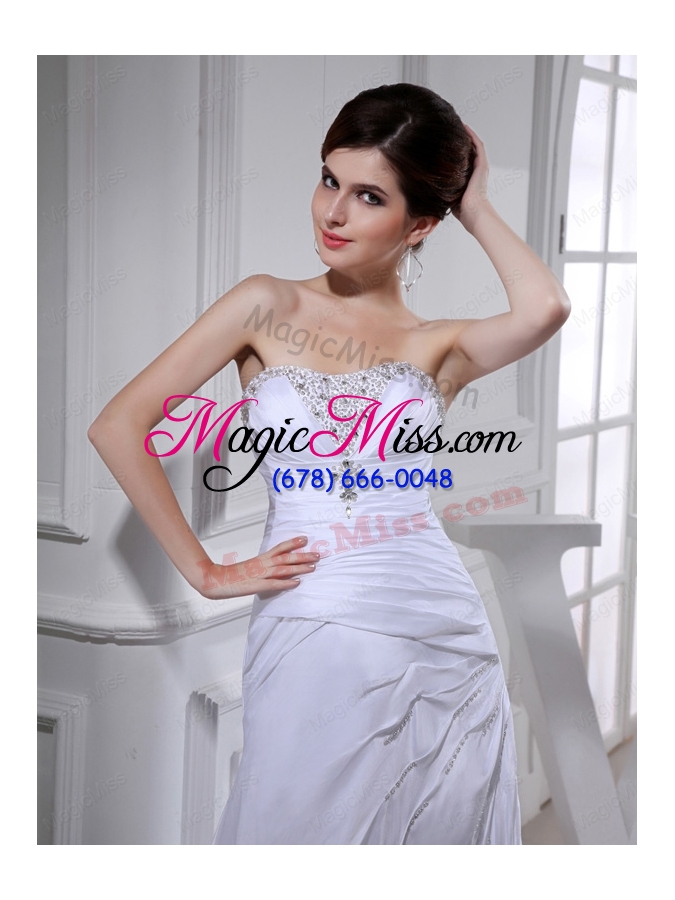 wholesale elegant pincess strapless chiffon court train 2014 wedding dress with beading