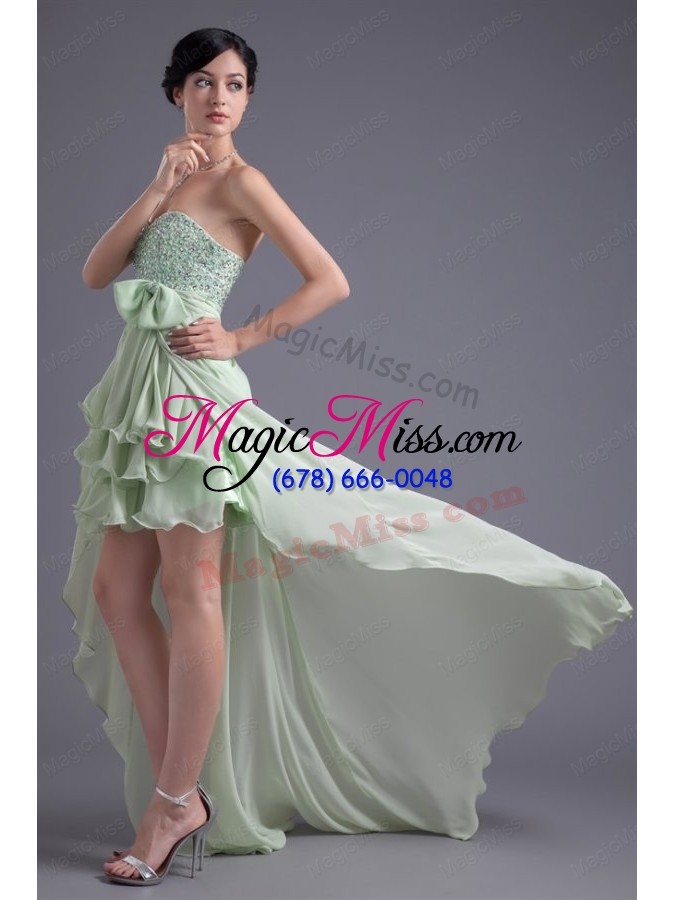 wholesale a-line sweetheart high-low green beading chiffon prom dress