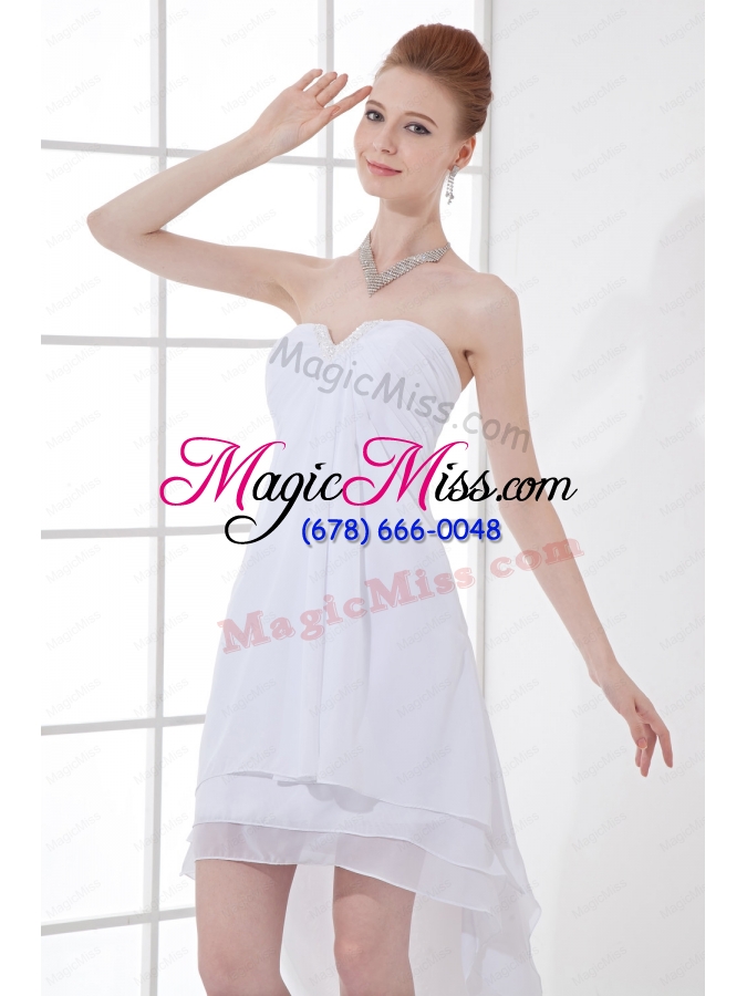 wholesale 2014 cheap a-line high-low ruching organza strapless wedding dress