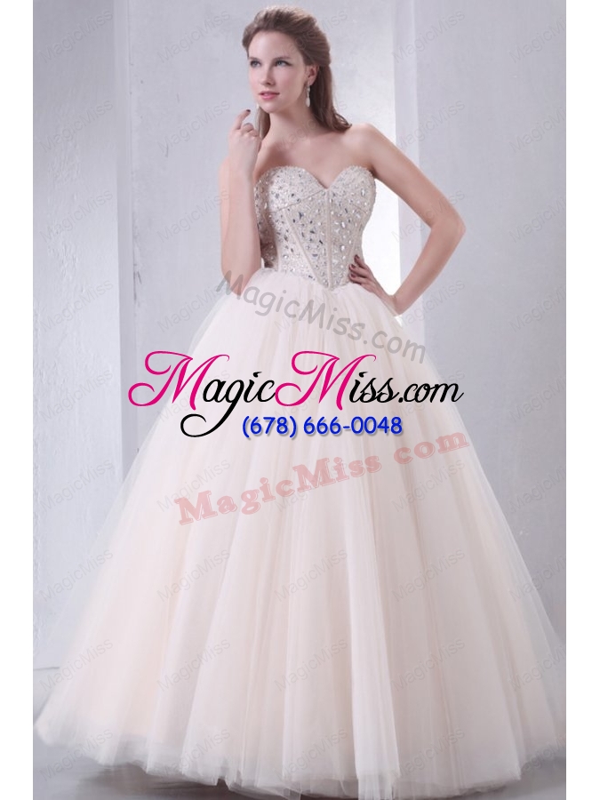 wholesale lace up beaded sweetheart a line wedding dress with tulle