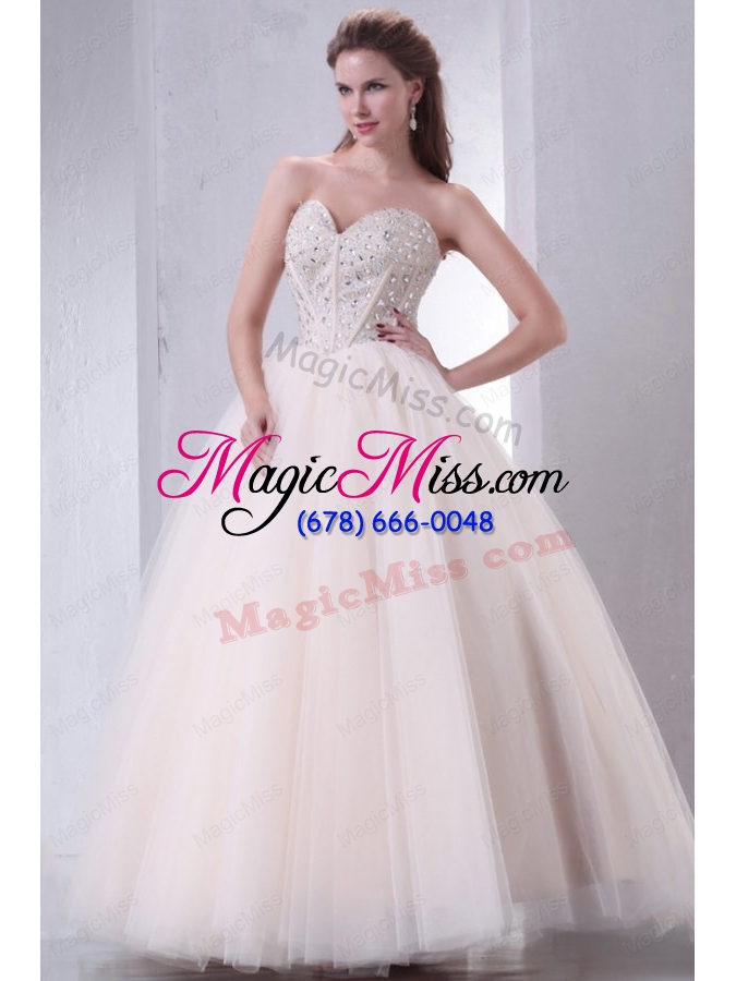 wholesale lace up beaded sweetheart a line wedding dress with tulle