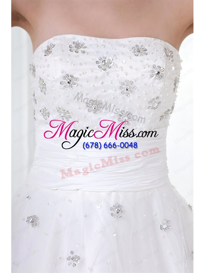 wholesale floor length elegant a line strapless wedding dress with beading