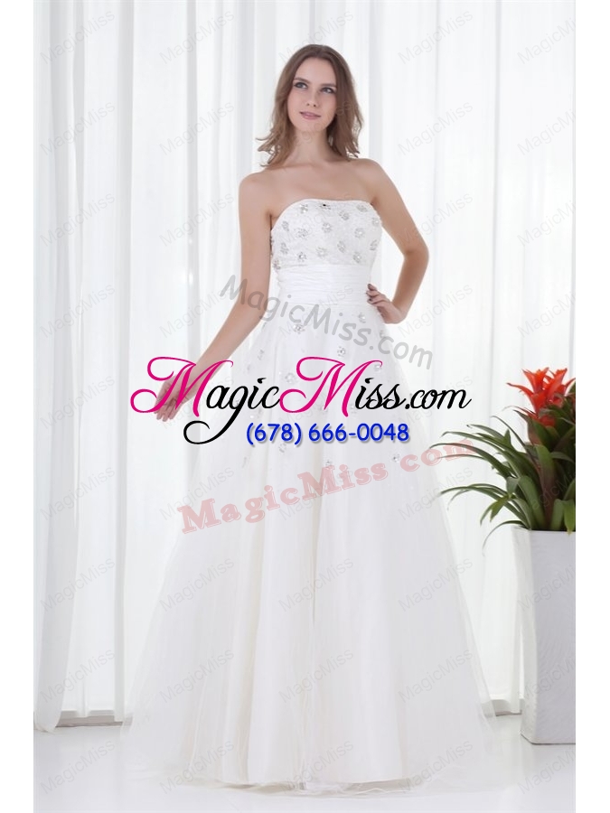 wholesale floor length elegant a line strapless wedding dress with beading