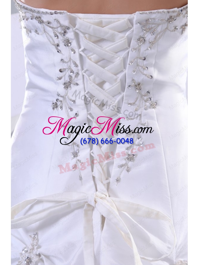 wholesale a line sweetheart court train beading taffeta wedding dress with lace up