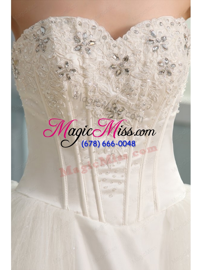wholesale a line sweetheart taffeta and tulle appliques lace wedding dress
