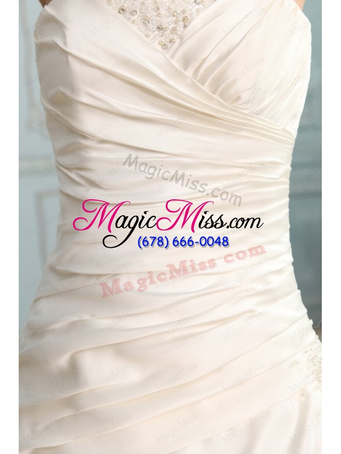 wholesale a line strapless beading lace up wedding dress in champagne