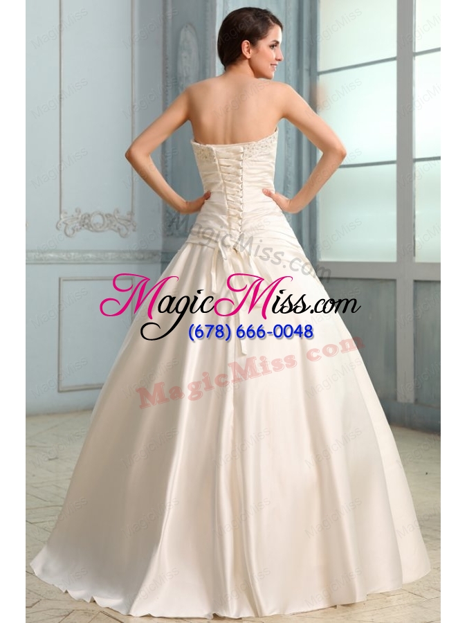 wholesale a line strapless beading lace up wedding dress in champagne