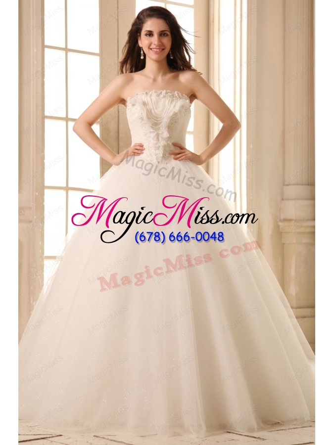 wholesale beaded decorate bodice strapless ball gown tulle wedding dress