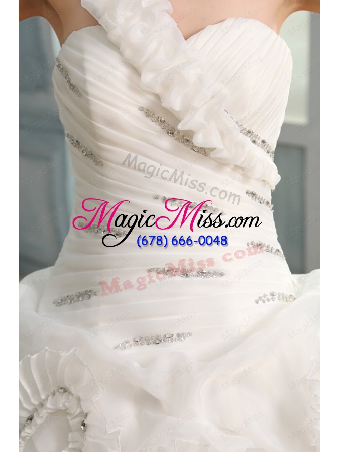 wholesale one shoulder beading and laciness court train wedding dress