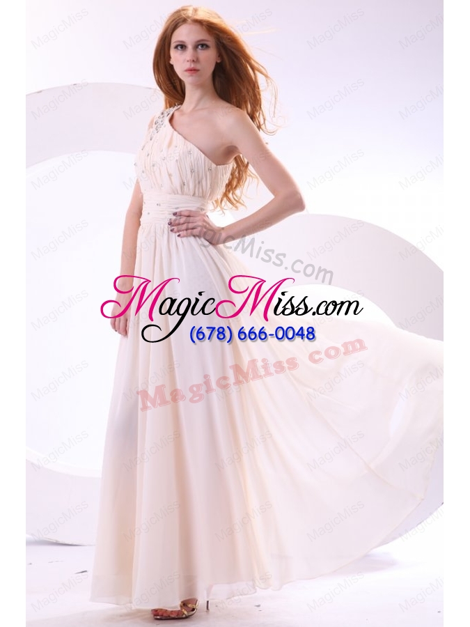 wholesale one shoulder beaded decorate bodice empire chiffon wedding dress