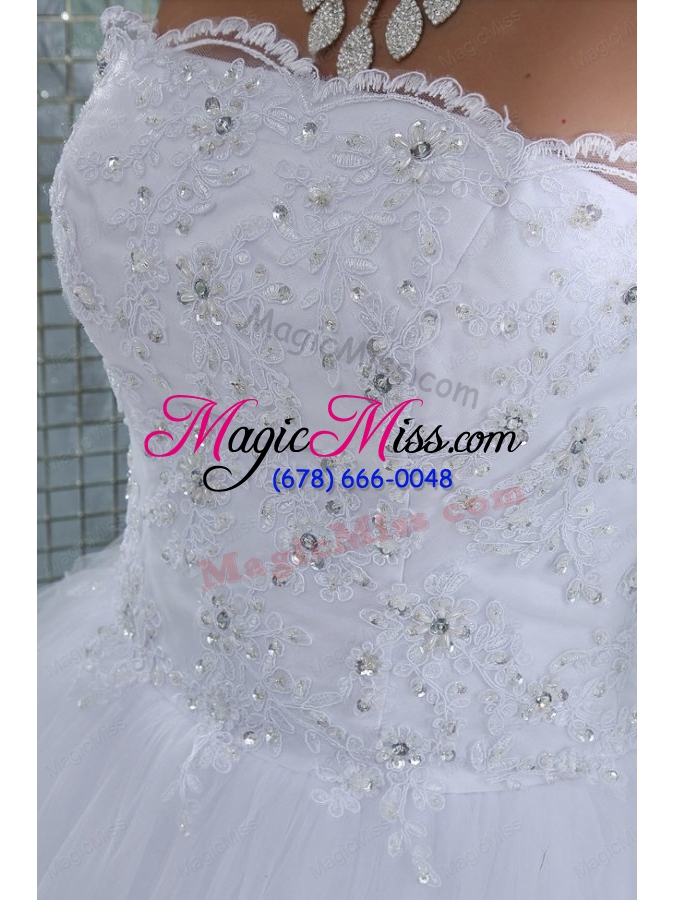wholesale ball gown strapless floor length wedding dress with appliques