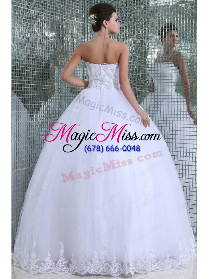wholesale ball gown strapless floor length wedding dress with appliques