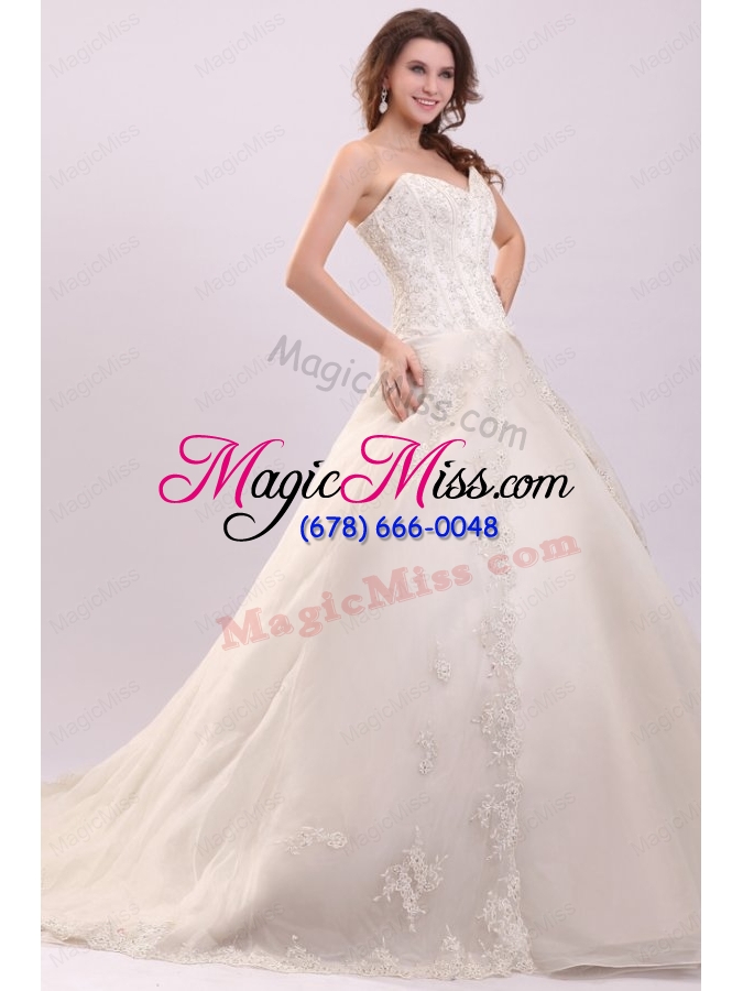 wholesale sweetheart ball gown appliques decorate wedding dress with train