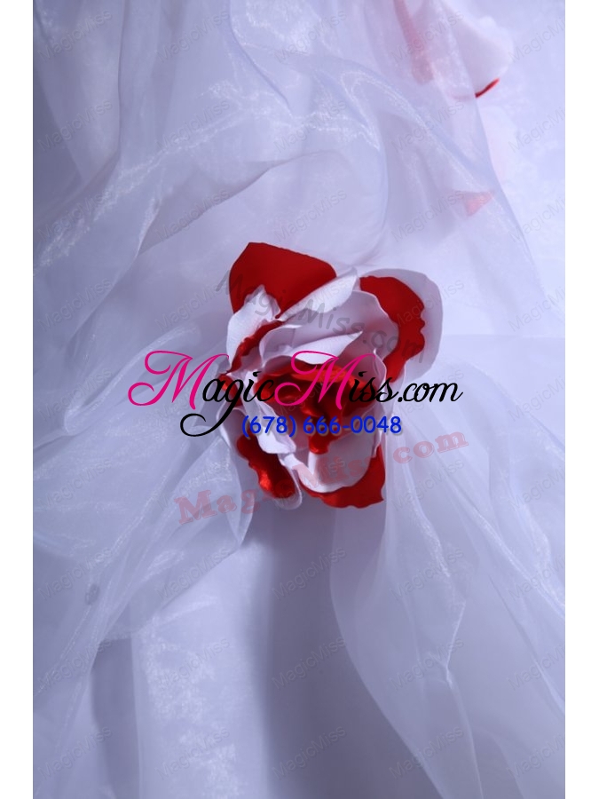wholesale ball gown sweetheart organza wedding dress with red embroidery