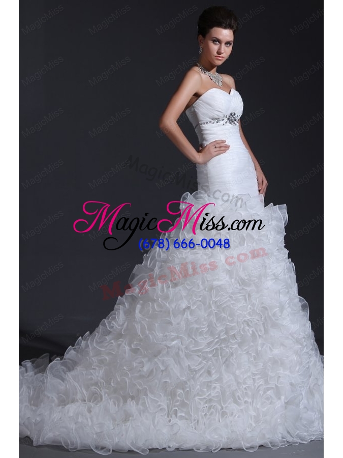 wholesale luxurious a line sweetheart beading and ruffles wedding dress
