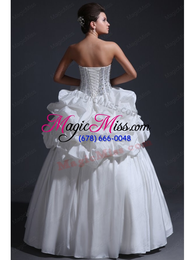 wholesale strapless ball gown beaded decorate bodice taffeta wedding dress