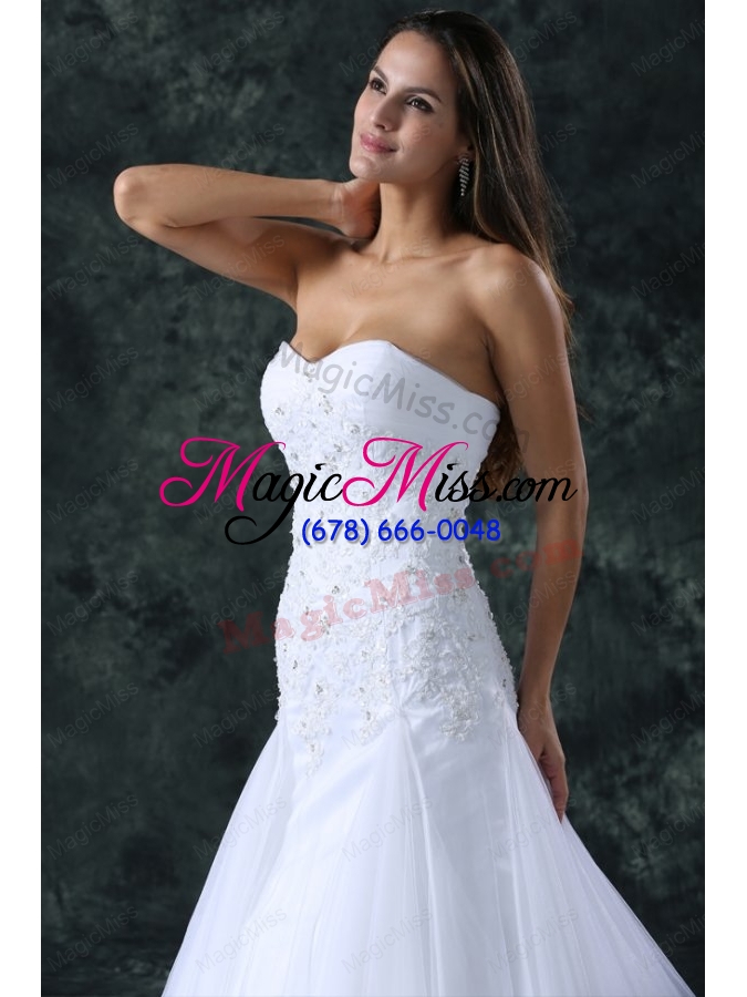 wholesale a line sweetheart beading tulle wedding dress with court train