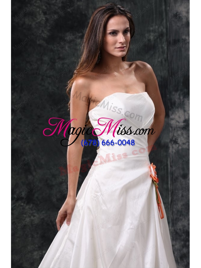 wholesale column strapless ruching court train taffeta wedding dress