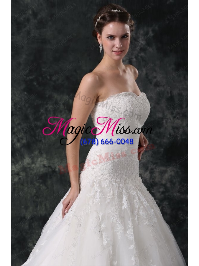 wholesale a line tulle sweetheart beading appliques lace up wedding dress
