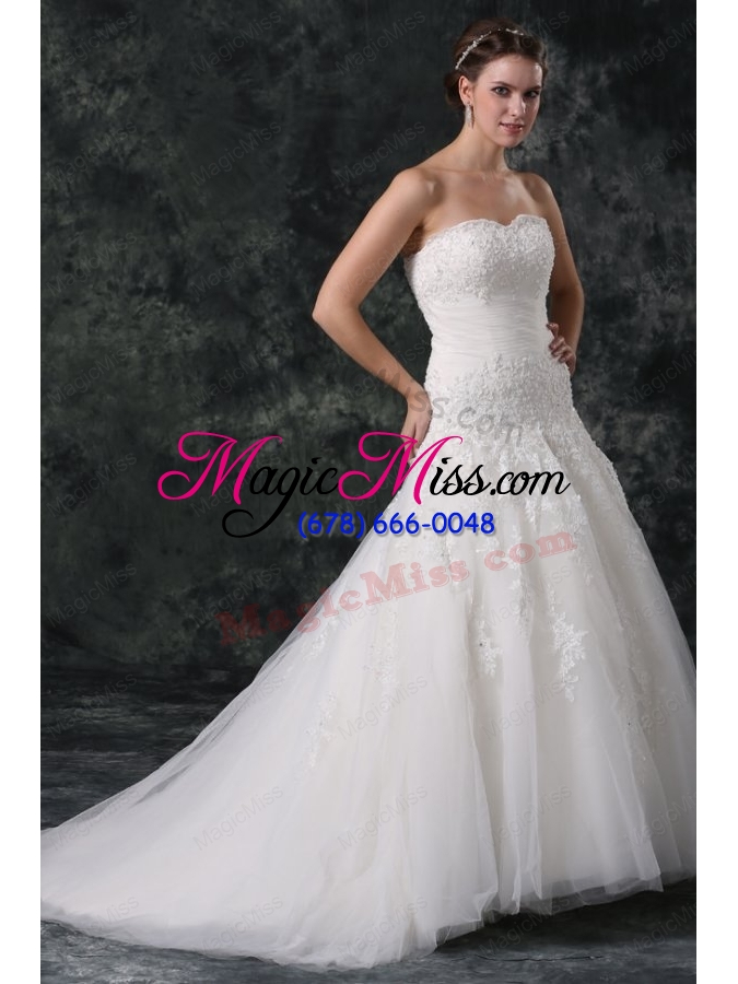 wholesale a line tulle sweetheart beading appliques lace up wedding dress