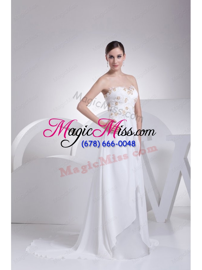 wholesale empire sweetheart appliques wedding dress with court train