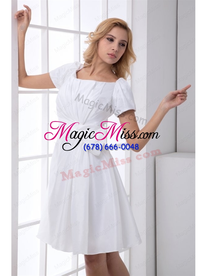 wholesale pretty a line scoop short sleeves wedding dress with ruching