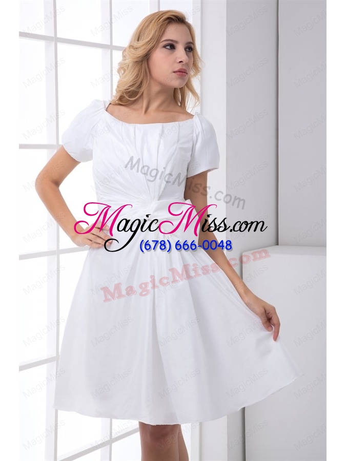 wholesale pretty a line scoop short sleeves wedding dress with ruching