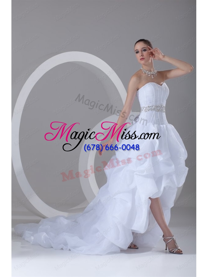 wholesale a line sweetheart high low beading pick-ups wedding dress