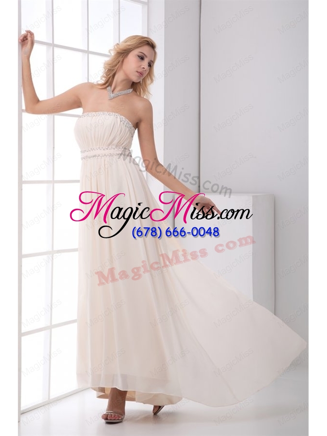wholesale cheap empire strapless asymmetrical wedding dress with beading