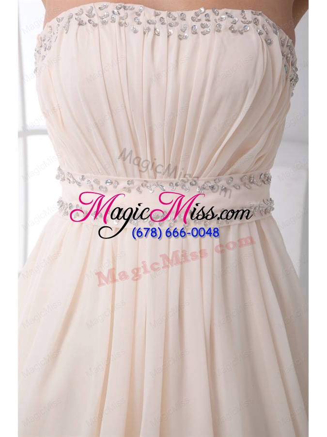 wholesale cheap empire strapless asymmetrical wedding dress with beading