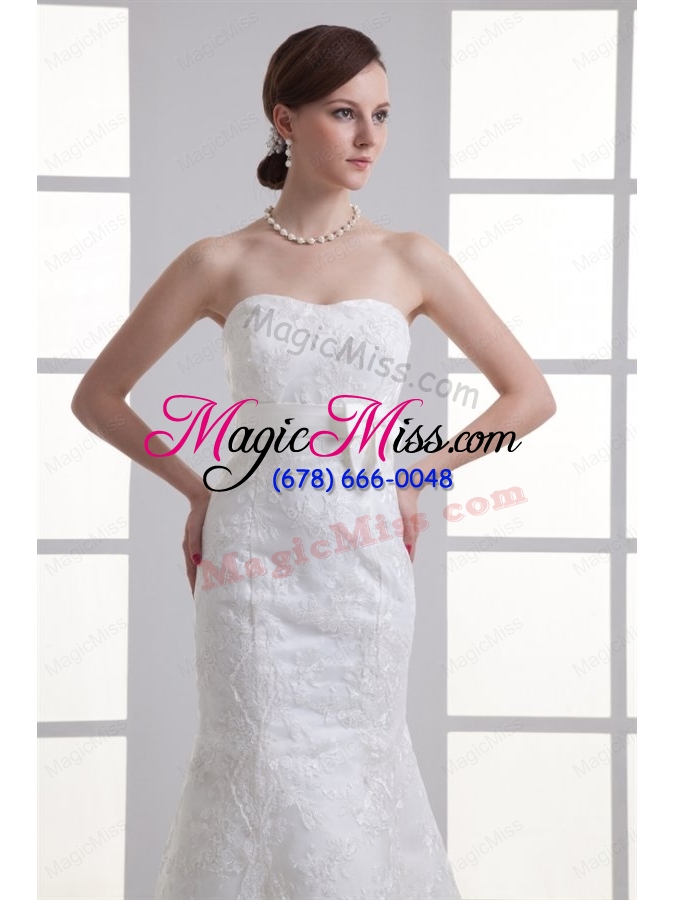 wholesale mermaid sash sweetheart lace brush train wedding dress