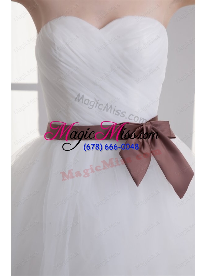 wholesale a line sweetheart sash ruching tulle wedding dress