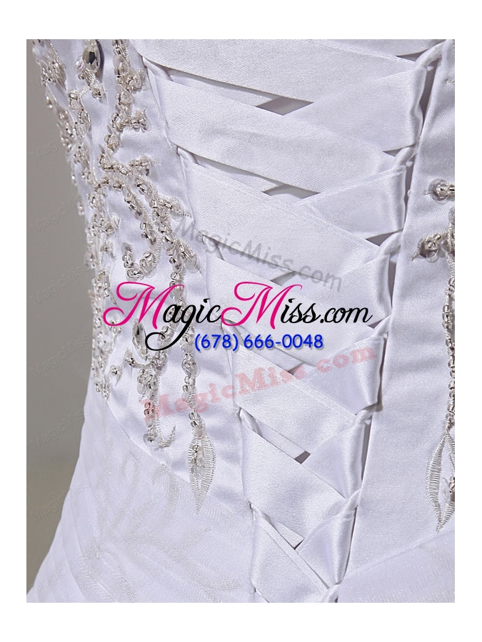 wholesale 2014 spring ball gown square appliques beading wedding dress in white