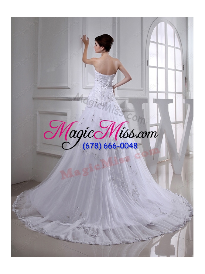 wholesale 2014 spring lace ball gown appliques wedding dress with sweetheart