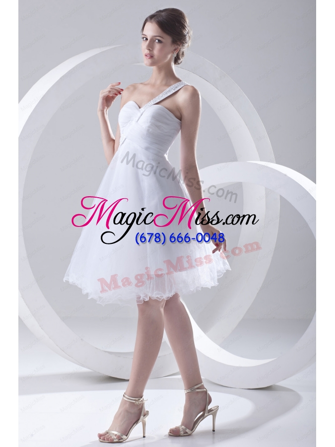 wholesale 2014 spring a line one shoulder beading and ruching organza wedding dress